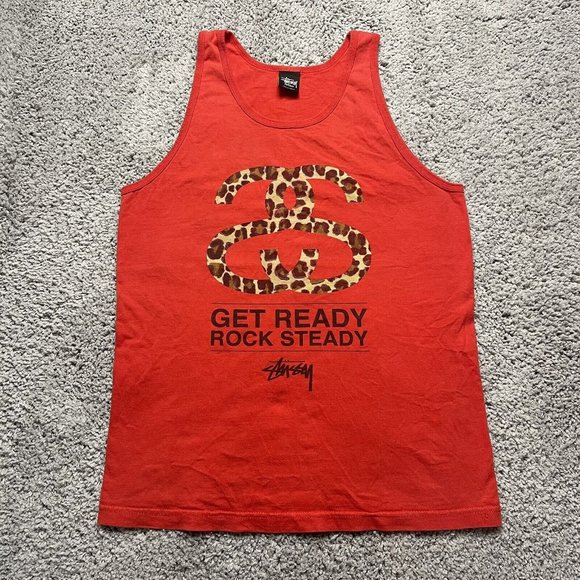 Stussy Vintage Red Tank Top Size Graphic Logo Skate Size Medium - Picture 1 of 6